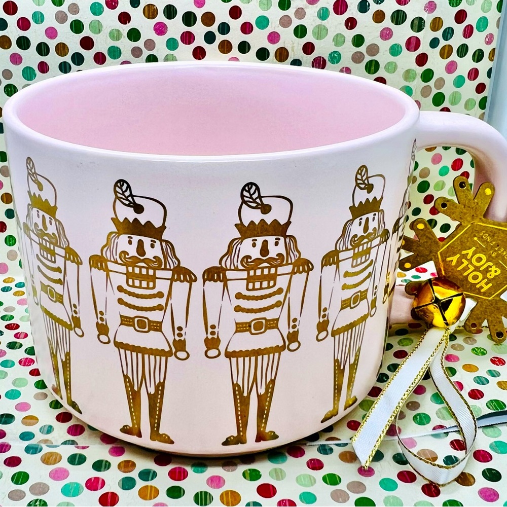 Christmas Matte Gold Nutcrackers on Baby Pink Mug